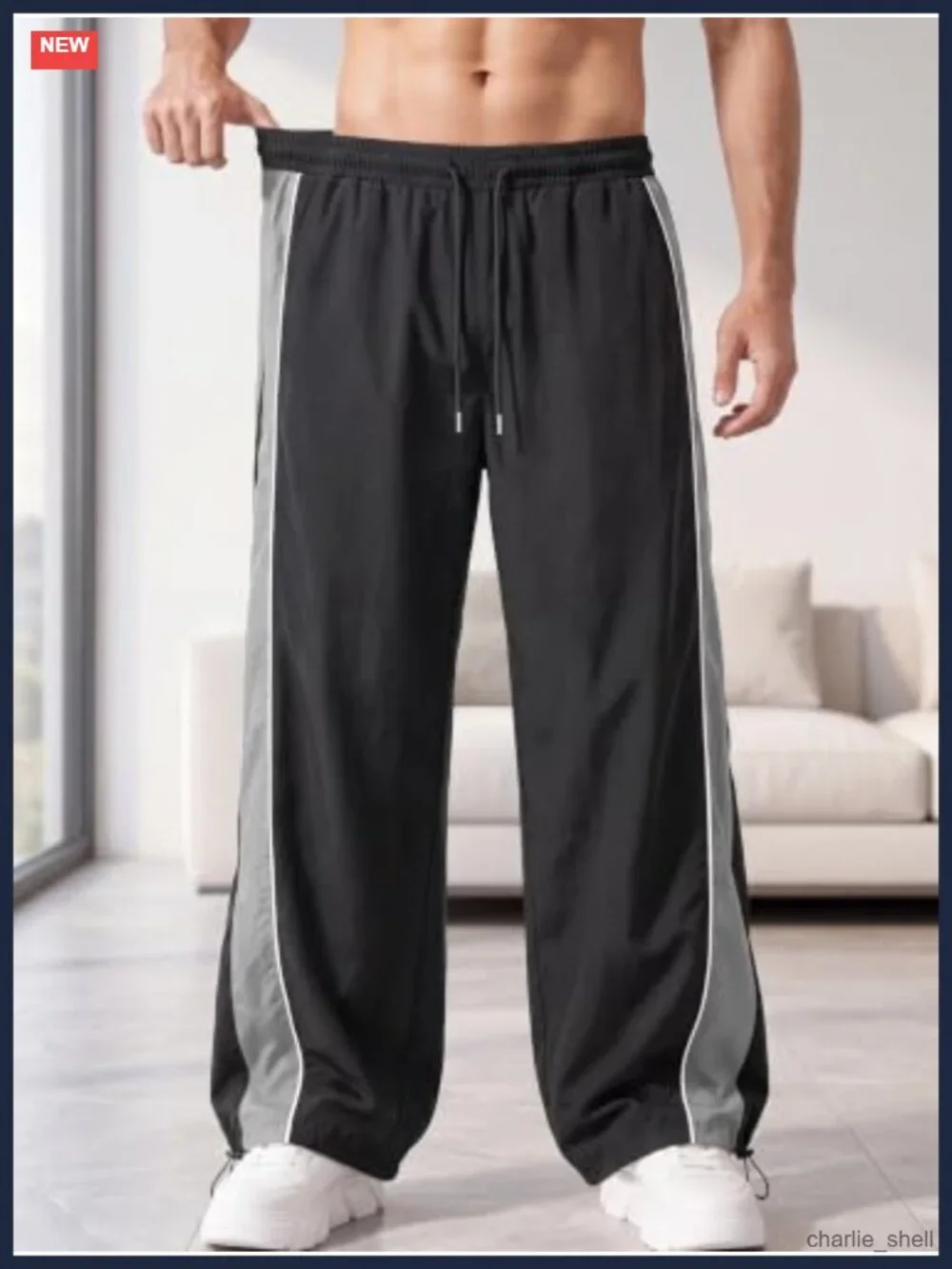 Y2K Parachute Track Pants Baggy Sweatpants Men's Wide Leg Drawstring